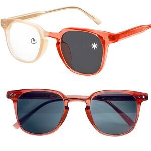 Photochromic Color Changing Glasses with Yellow to Red Frame & Gray Lenses